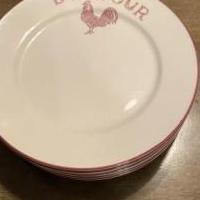 6 - Home Essentials desert plates w/ rooster & Bonjour for sale in York PA by Garage Sale Showcase member Deb found it, posted 02/21/2022