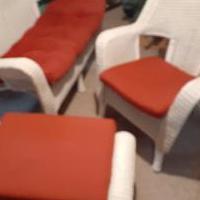 3 piece wicker set: Love Seat, Chair, Ottman for sale in St. Joseph MI by Garage Sale Showcase member CoachMG, posted 04/25/2022