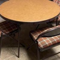Folding Card Table & 4 folding chairs for sale in Newton NJ by Garage Sale Showcase member Mcnglen, posted 08/14/2023