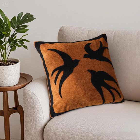SOGA 2X 45cm Abstract Brown/Orange Velvet Polyester Throw Pillow Cover