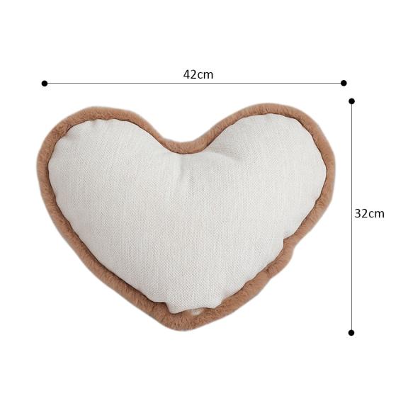 SOGA 2X 42x32cm Heart-Shaped Beige Brown Off-White Plush Polyester Pillow Cover