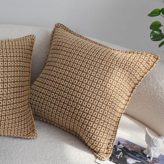 SOGA 2X 45cm Cozy Brown Geometric Knit Polyester Pillow Cover