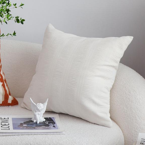 SOGA 2X 45cm Cream Corduroy Polyester Throw Pillow Cover