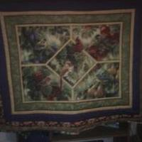 Birds and Fruit Quilted Throw for sale in Baker County FL by Garage Sale Showcase Member Ruths Handmaid Crafts And More