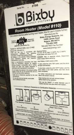 Bixby corn, wood or pellet buring room heater for sale in Alexandria MN