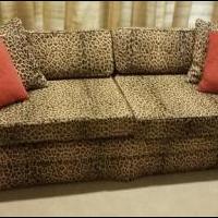 Mid-Century Couch Custom Leopard Print for sale in Aledo TX by Garage Sale Showcase member Bumsted1, posted 08/25/2018