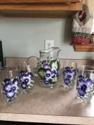 Hand painted glass pitcher set for sale in Richmondville NY