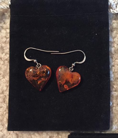 Authentic Amber Heart Pierced Earings for sale in Royal Oak MI