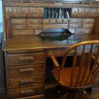 Oak roll top desk with chair. for sale in Mount Blanchard OH by Garage Sale Showcase member Jchester, posted 06/07/2018