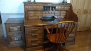 Oak roll top desk with chair. for sale in Mount Blanchard OH