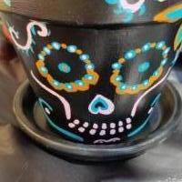 Day of the dead handpainted clay pots set of 2 for sale in Lubbock TX by Garage Sale Showcase member Kwill74, posted 09/23/2018