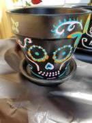 Day of the dead handpainted clay pots set of 2 for sale in Lubbock TX