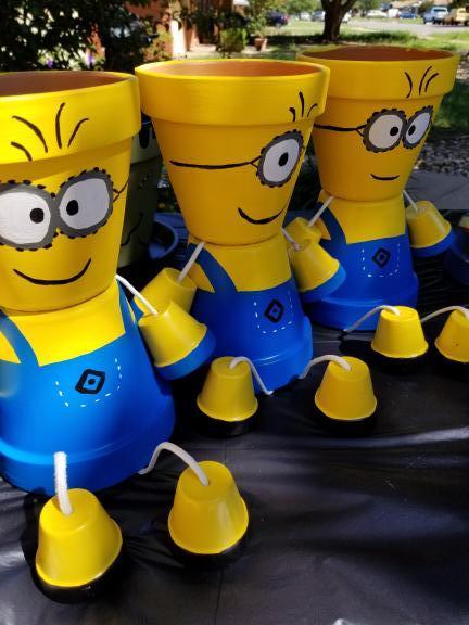 Minion clay pot people set of 3 for sale in Lubbock TX