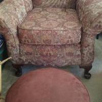 Chair and foot stool for sale in Bryant AR by Garage Sale Showcase member jewhit.ca, posted 03/30/2018