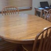 Oak oval table/chairs, Oak TV Trays/ for sale in Stanwood IA by Garage Sale Showcase member da.hughes1954@gmail.com, posted 07/12/2018