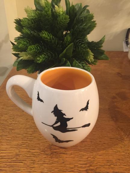 Rae Dunn Original Mug - stencil added Halloween eady