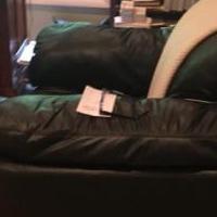 Overstuffed black leather chair and matching ottoman for sale in Edison NJ by Garage Sale Showcase member Molinaro1234, posted 07/05/2018