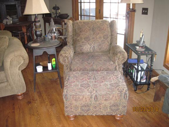 Smith Bros. Sofa, Tilt back chair and ottoman